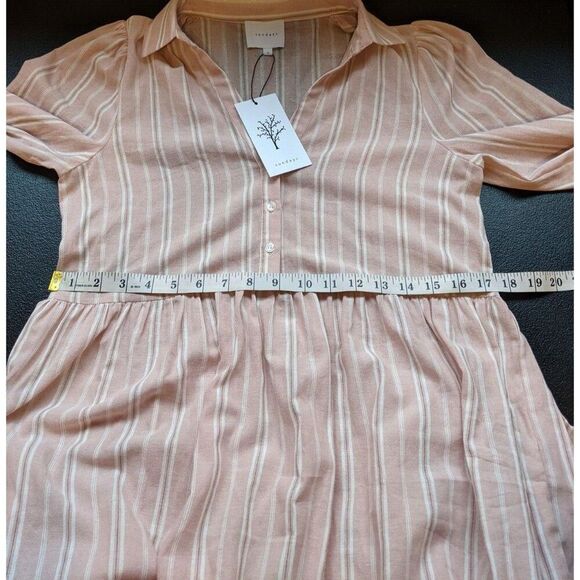 Sundays Elliot Shirt Dress Midi Maxi Pink Striped Long Sleeve Collared Small - Picture 6 of 13